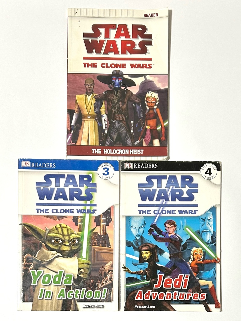 4/$20 - 3 Star Wars Books: The Clone Wars DK Readers Jedi Yoda Holocron Heist